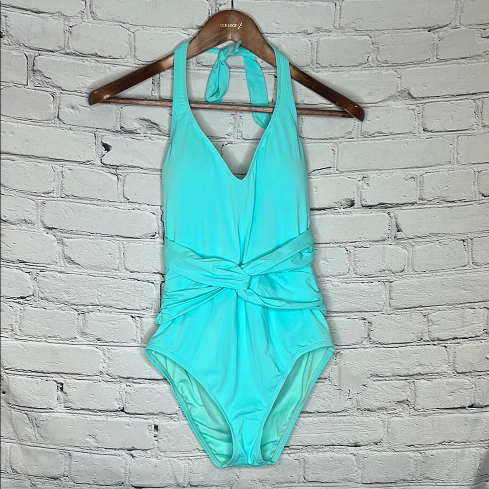 Bleu Rod Beattie Blue One Piece Halter Tie Bathing Swimsuit Size 6